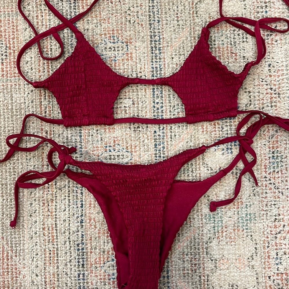 ARLO Swim Marroon Bikini ruched material size S